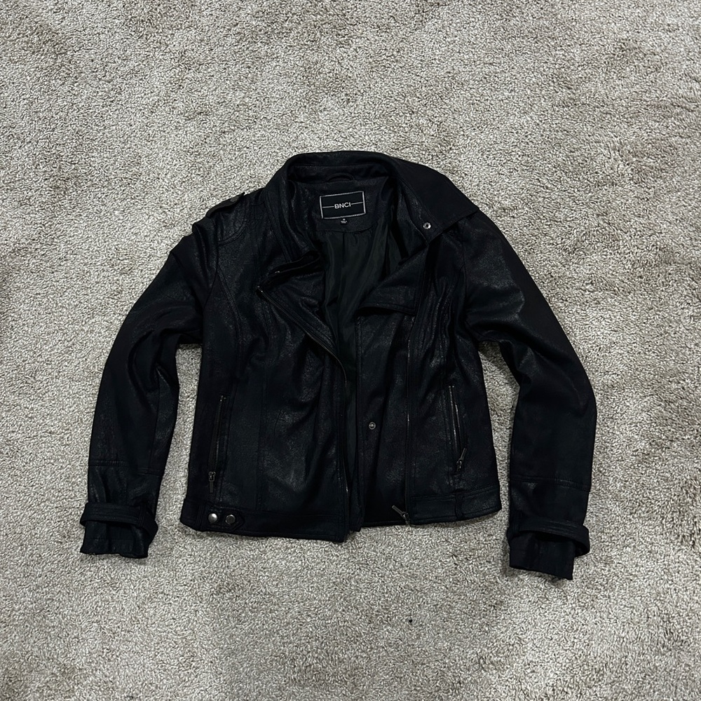 Faux Leather Black Women's Jacket